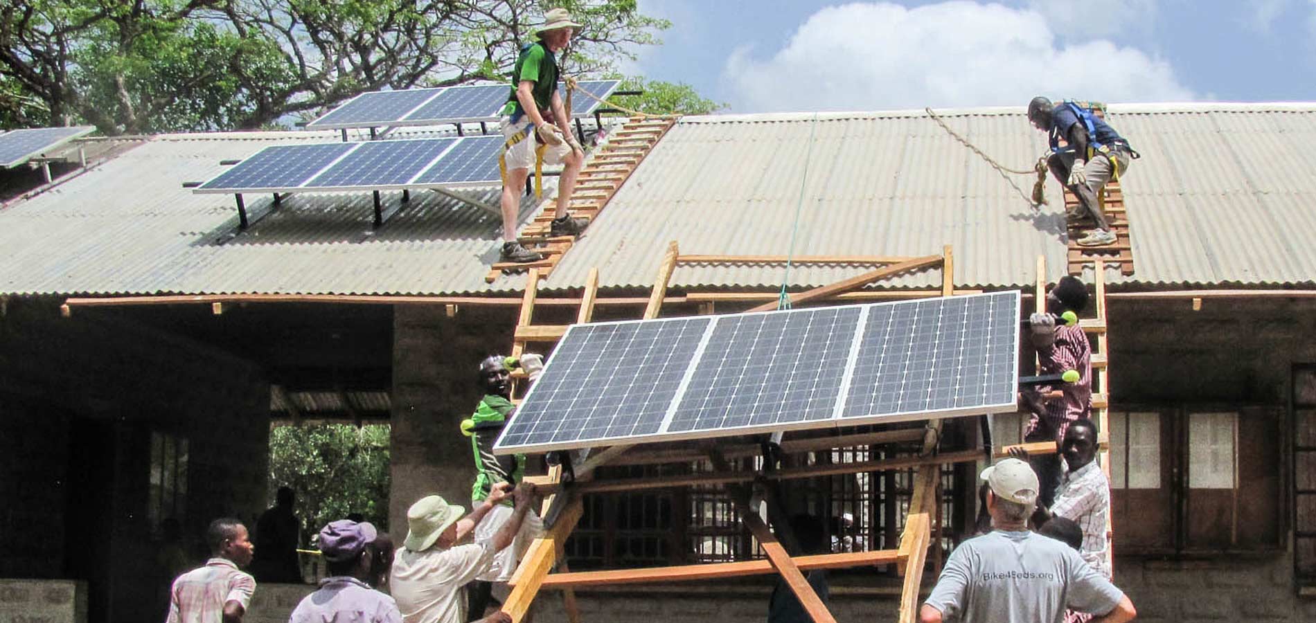 Solar panels for the administration building are installed.