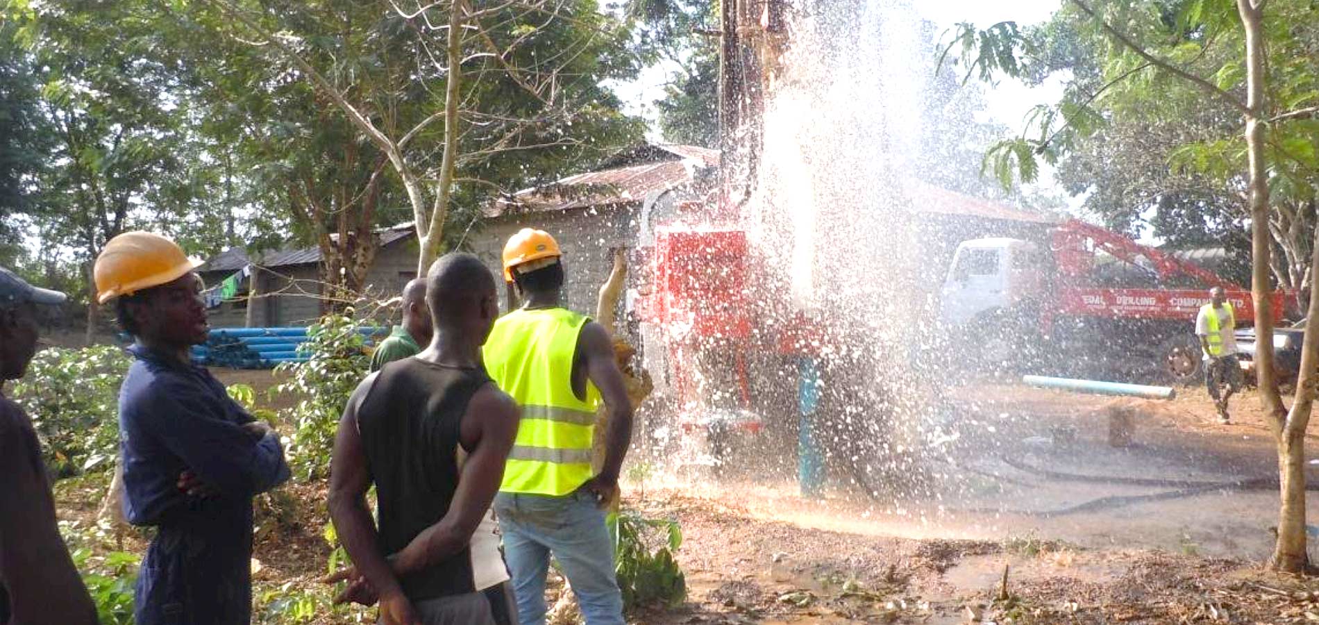 Next up was supplying vital clean water to the campus, here the 40m+ well is dug with great results.